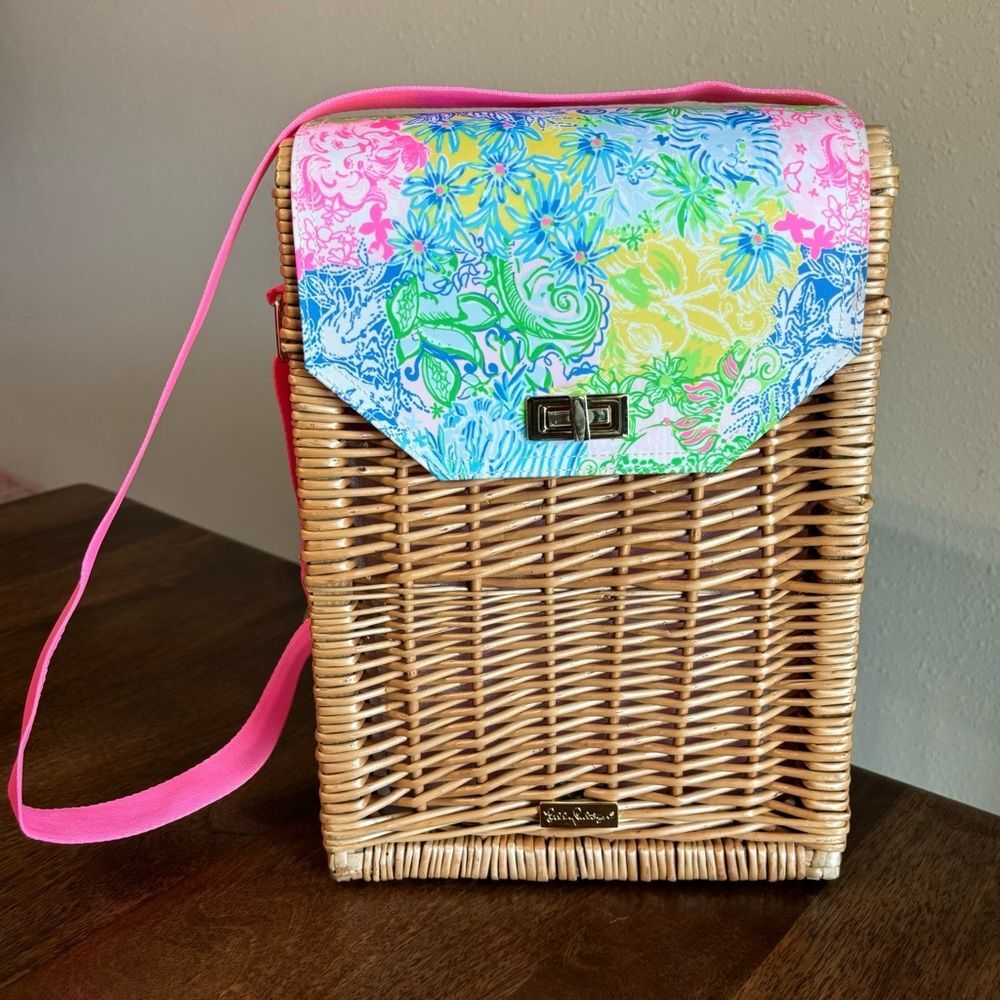 Lilly Pulitzer Wicker Wine Basket